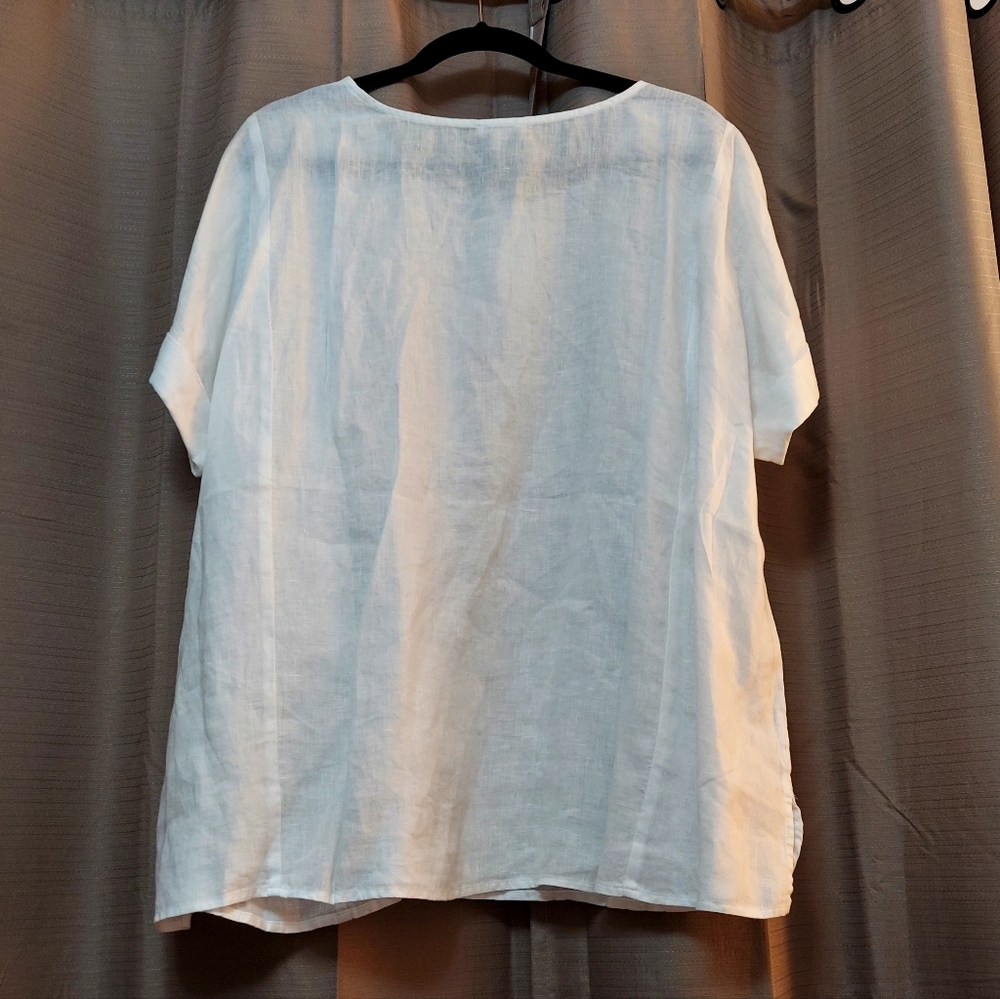 J Jill purejill Linen Popover Top White XL - Picture 6 of 7
